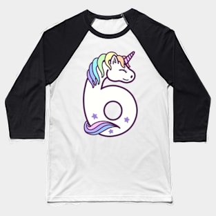 6th Birthday Girl Unicorn 6 Years Old Birthday Gift Baseball T-Shirt